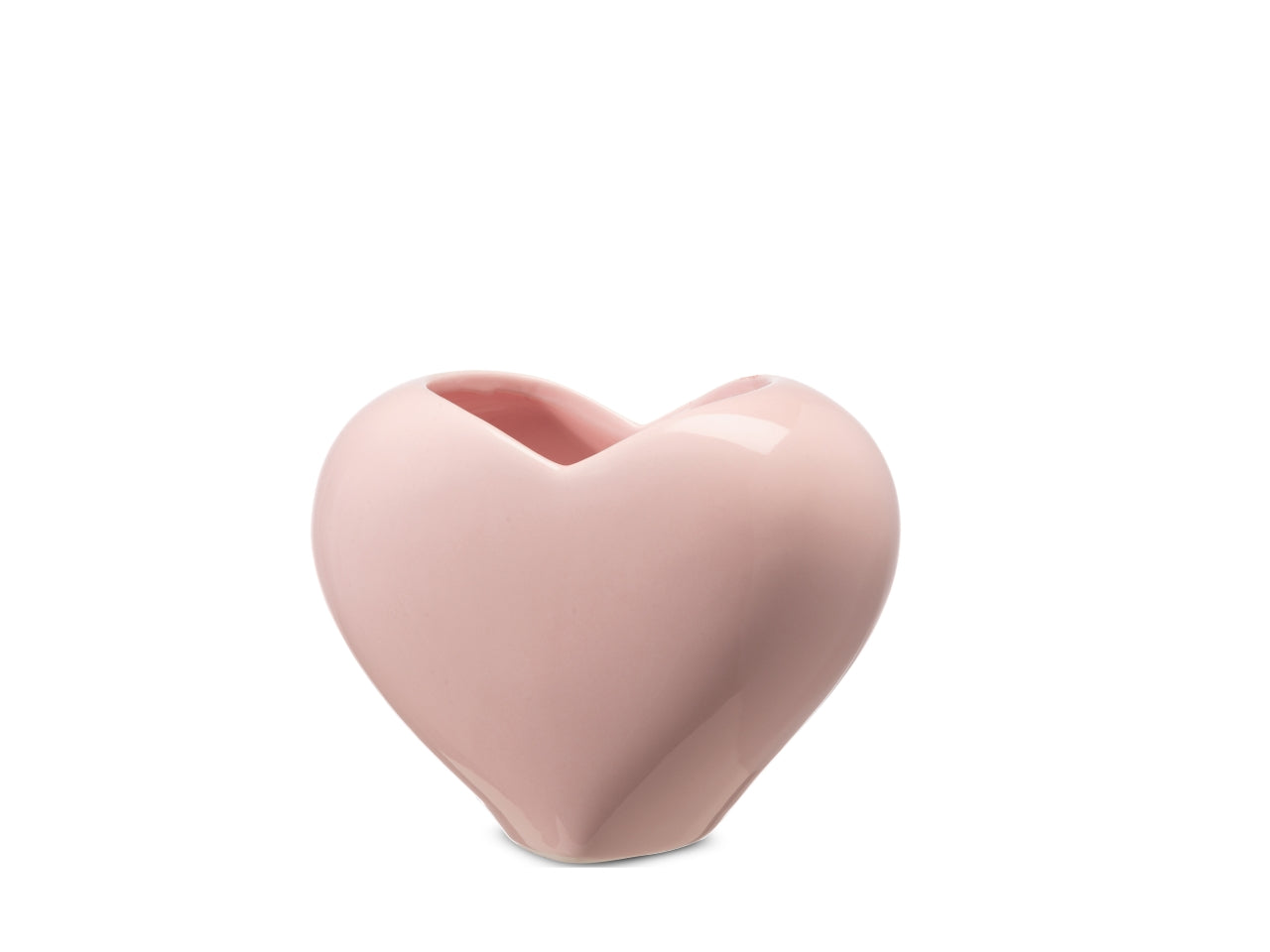 Vaso decorativo a forma di cuore 13x8xh.10,5 cm di colore rosa lucido