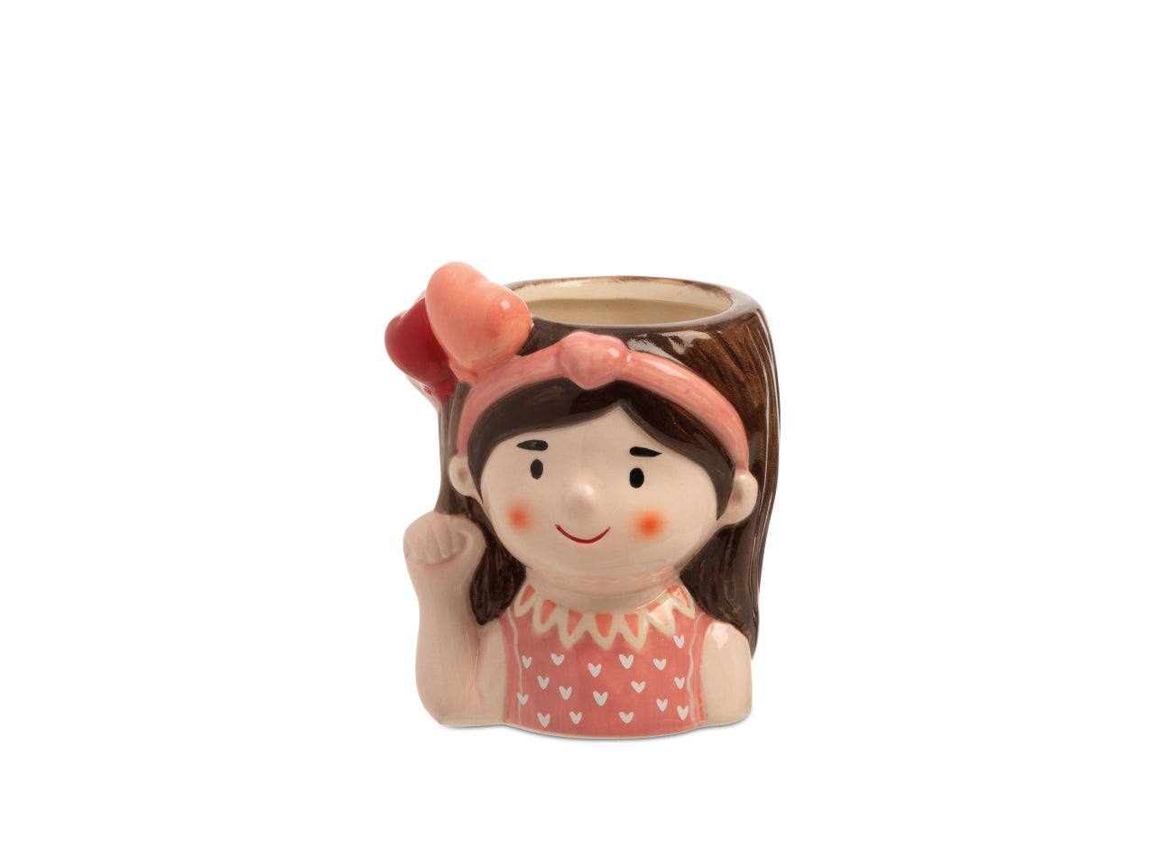Vaso decorativo mezzo busto bambina con cuori 8,1x6,6x h.10,1beatrice