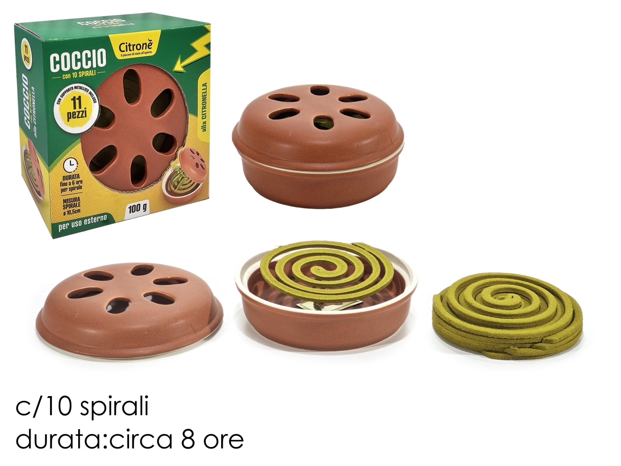Spirali citronella con coccio set da 10 spirali