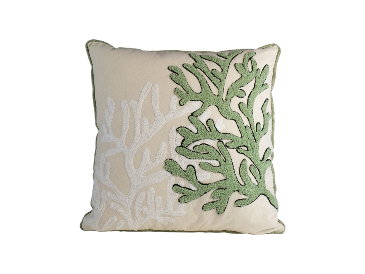 Cuscino decoro corallo 40x40cm in cotone e poliestere di colore verde
