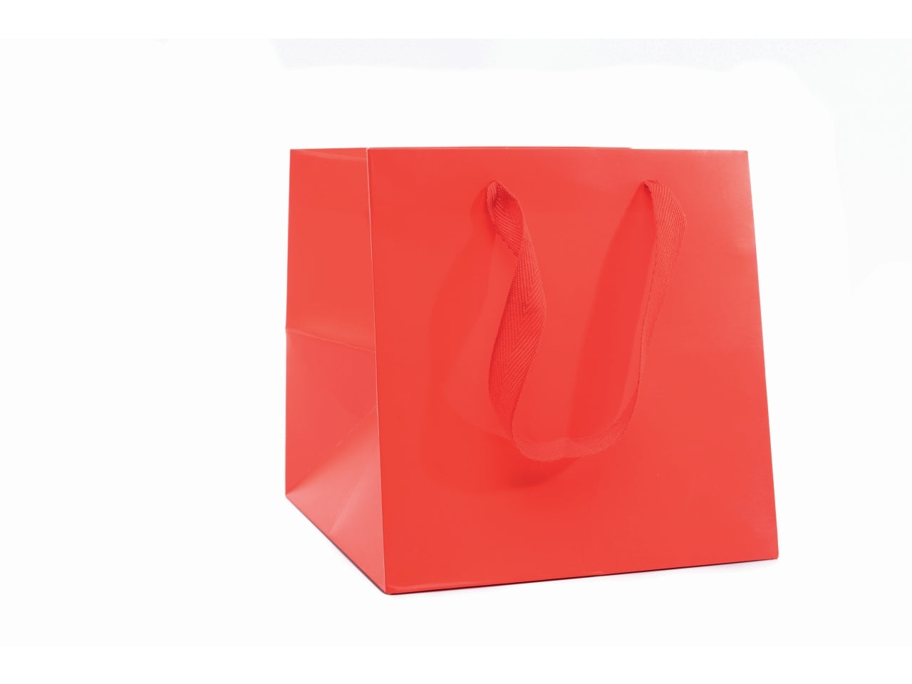 Shopper cube in carta rossa 220gr. 17x17x17cm