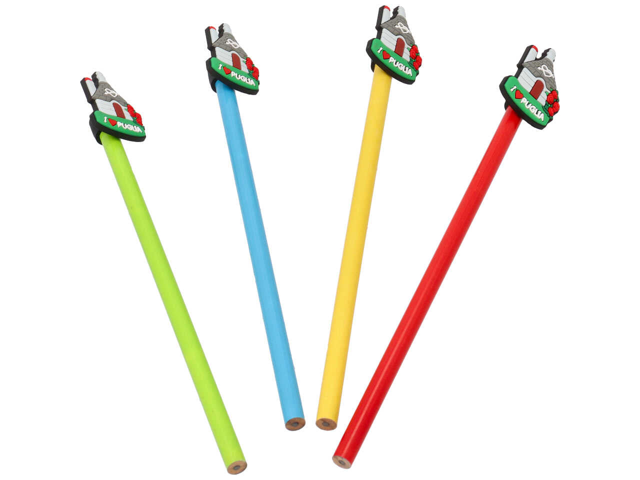 Matita pencil con topper in pvc e scritta i love puglia