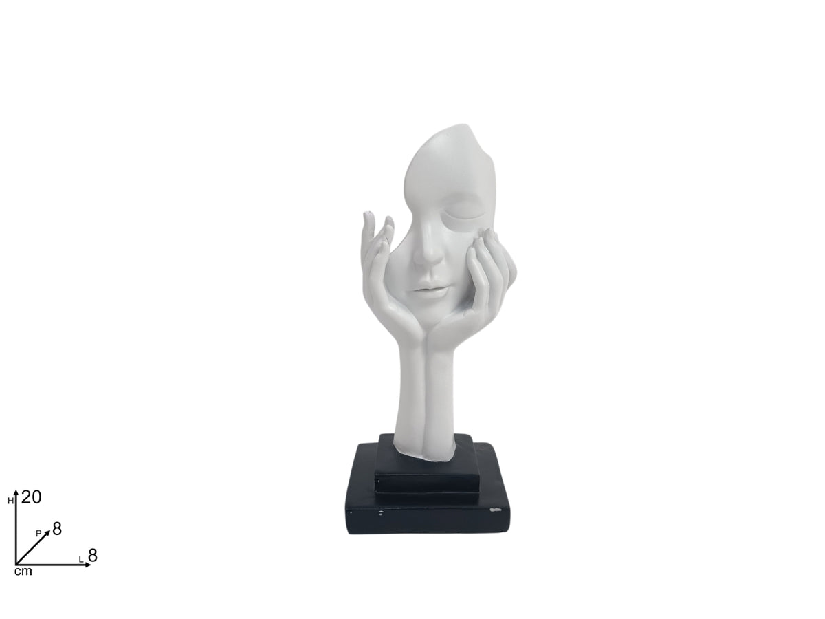 Statua viso con mani bianco