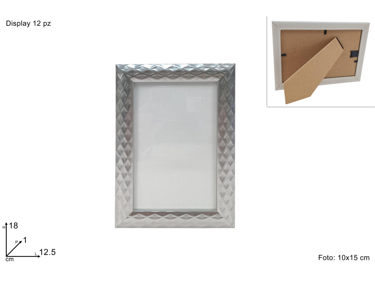 Portafoto fantasia rombi argento 10x15cm