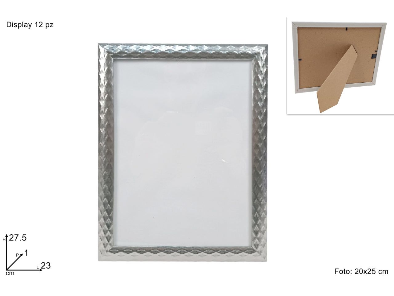 Portafoto fantasia rombi argento 20x25cm
