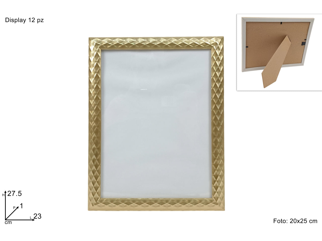 Portafoto fantasia rombi oro 20x25cm