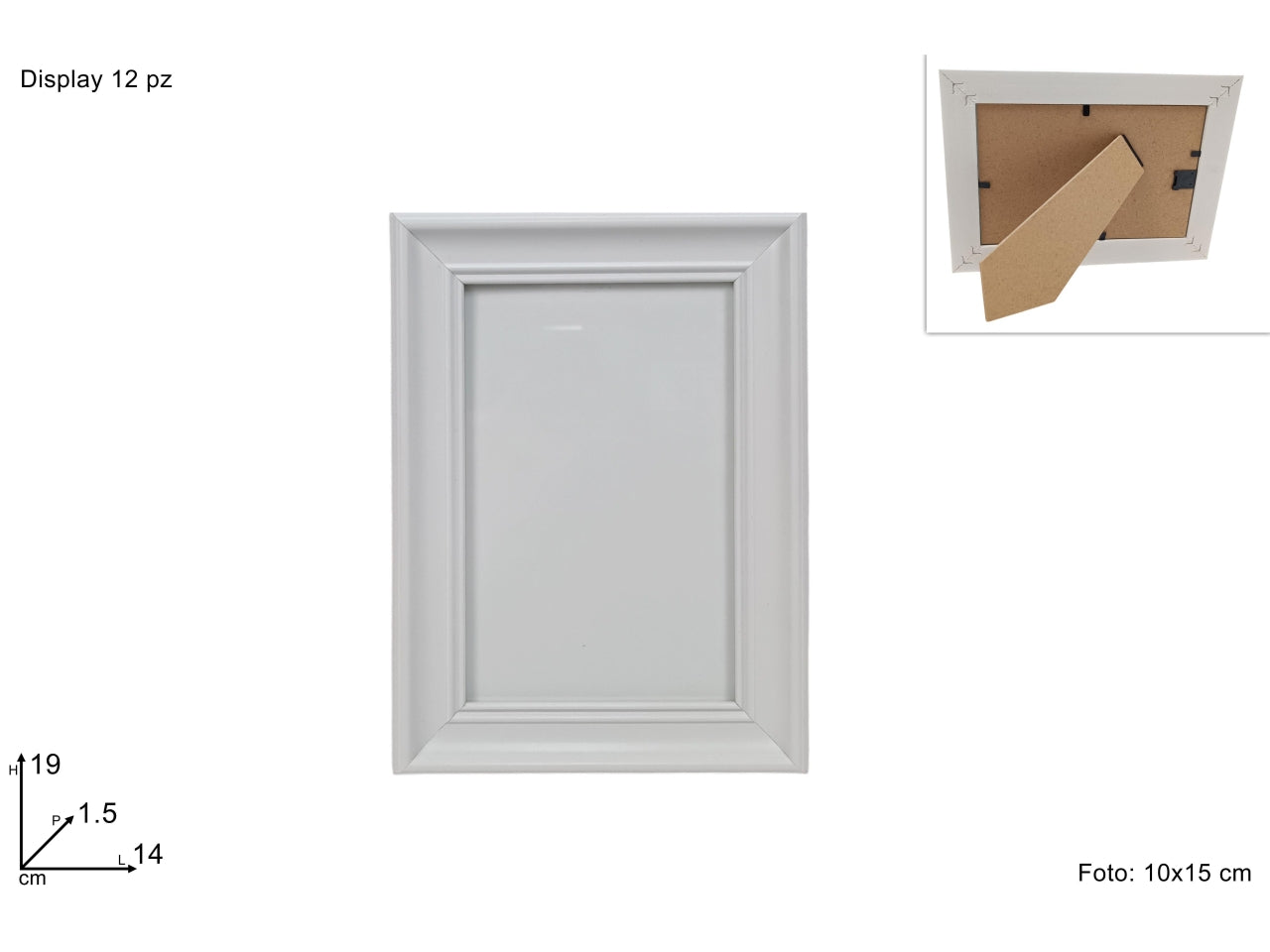 Portafoto effetto legno bianco 10x15cm