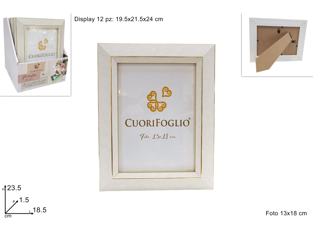 Portafoto effetto marmorizzato bianco 13x18cm