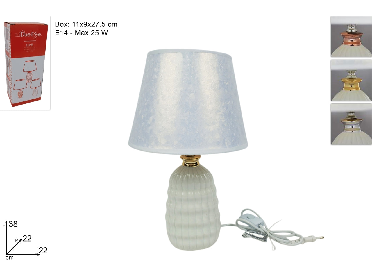 Lume bianco a righe 38cm in 3 varianti