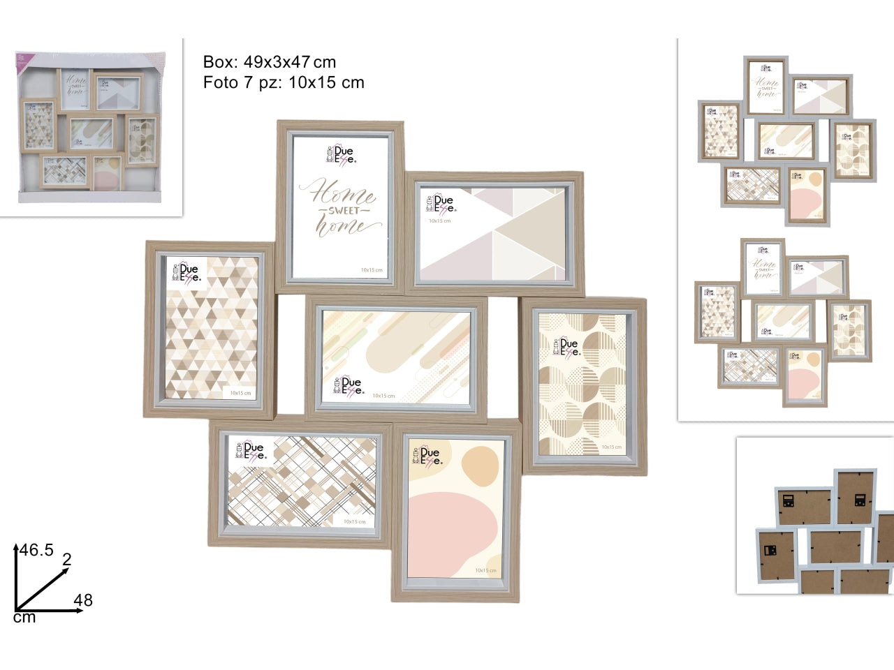 Portafoto con 7 cornici 10x15cm in 2 varianti