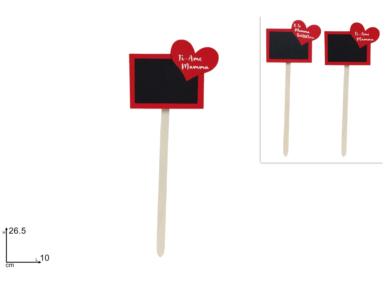 Spillone legno festa della mamma con lavagnetta in 2 varianti