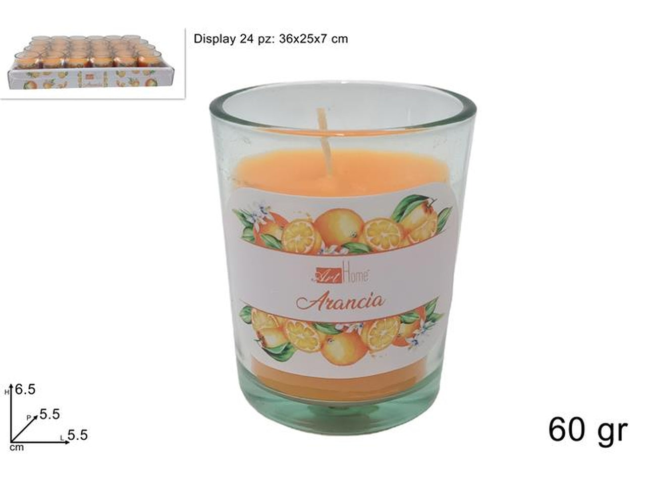 Candela profumata in vasetto di vetro 60gr arancia