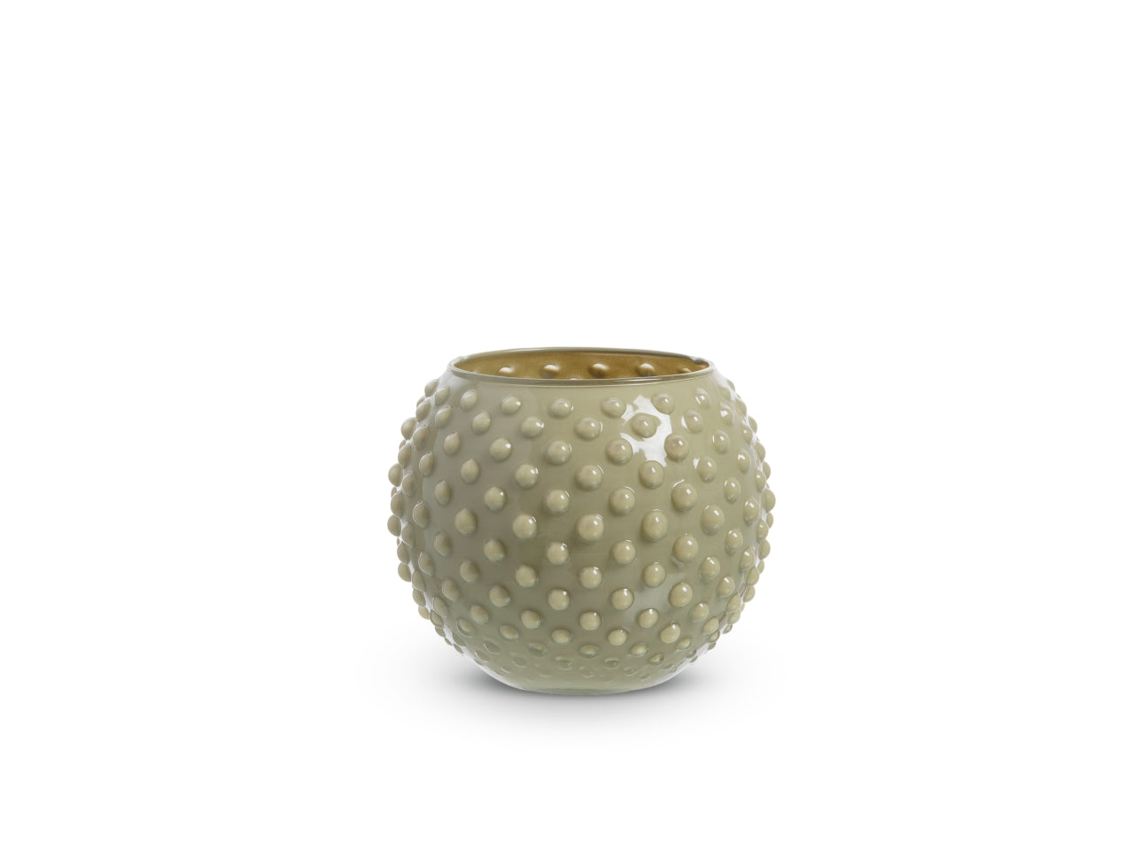 Vaso sfera con decoro a pois h.10xd.12 cm oliva basic