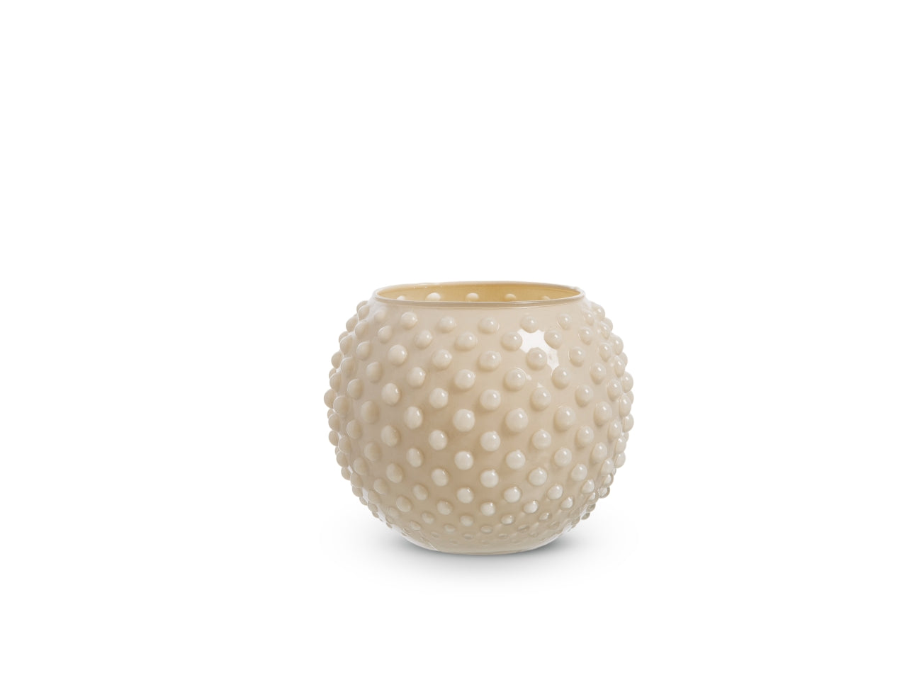 Vaso sfera con decoro a pois h.10xd.12 cm creta basic