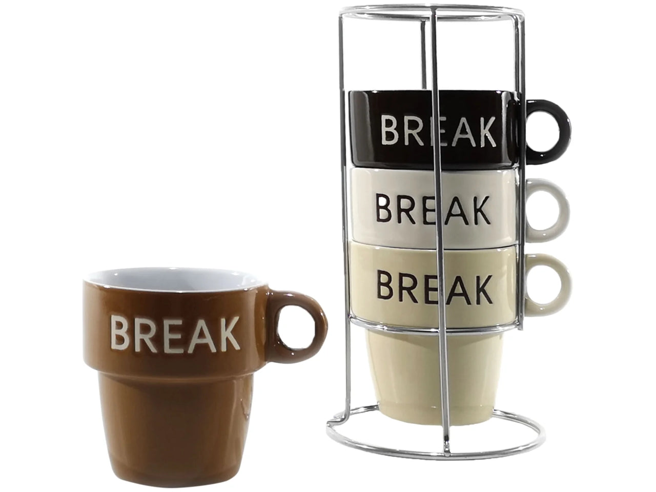 Tazze break 23cl 4 pezzi c/stand assortiti