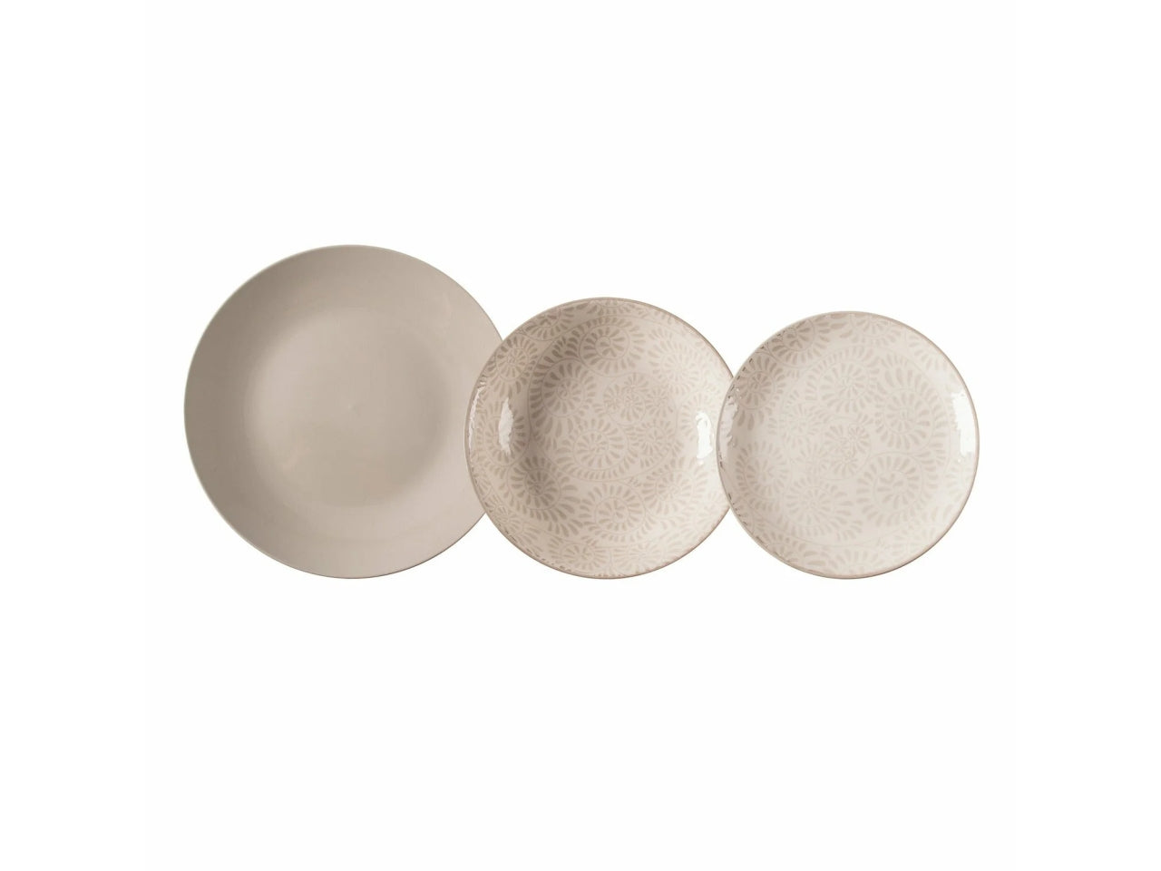 Servizio di piatti con decoro florenz 18pz in porcellana di colore beige