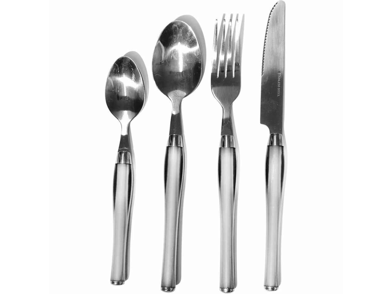 Servizio di posate sharon da 24pz con stand di colore bianco