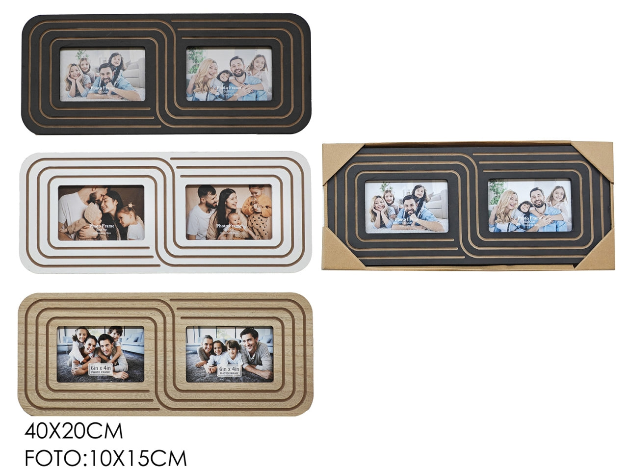 Portafoto 2posti 48x20cm in 3 assortimenti
