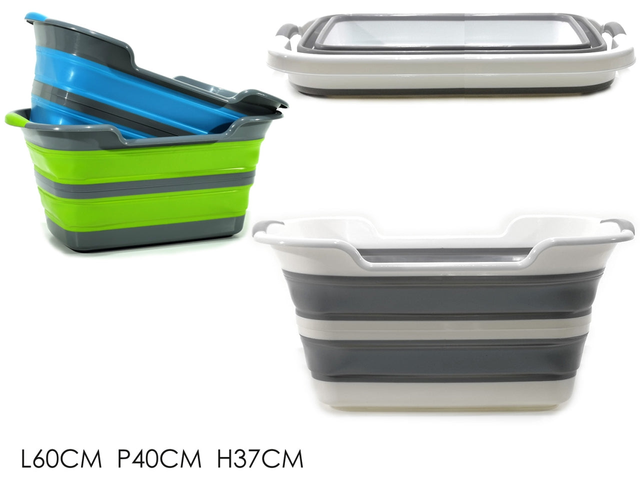 Cesta per bucato richiudibile 60x40x27cm27lt 3 assortite