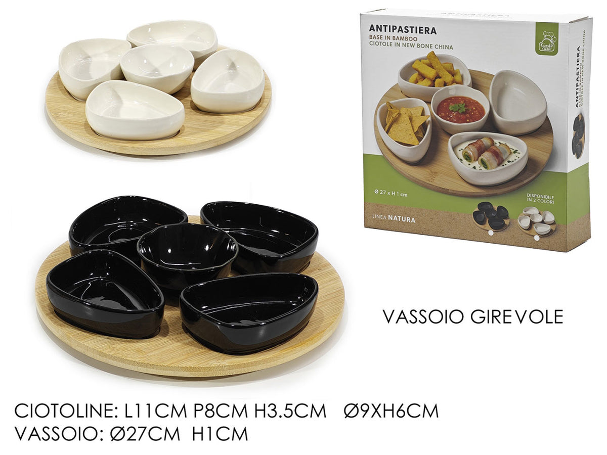 Natura antipastiera set da 5pz con vassoio bamboo assortiti di colore