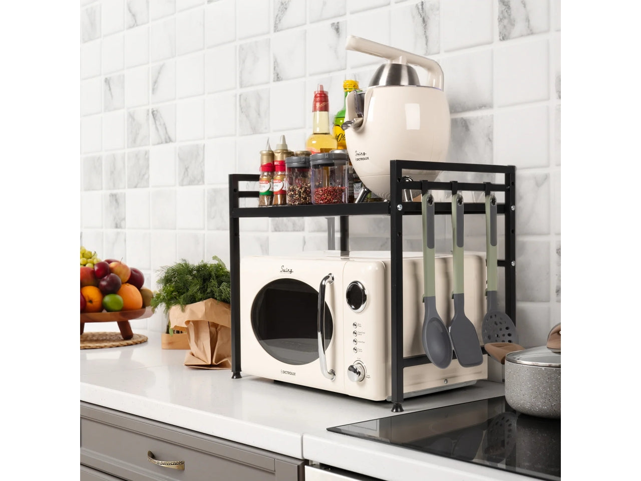 Mensola estensibile da 40,5 a 63,5x31,5x42cm di colore nero