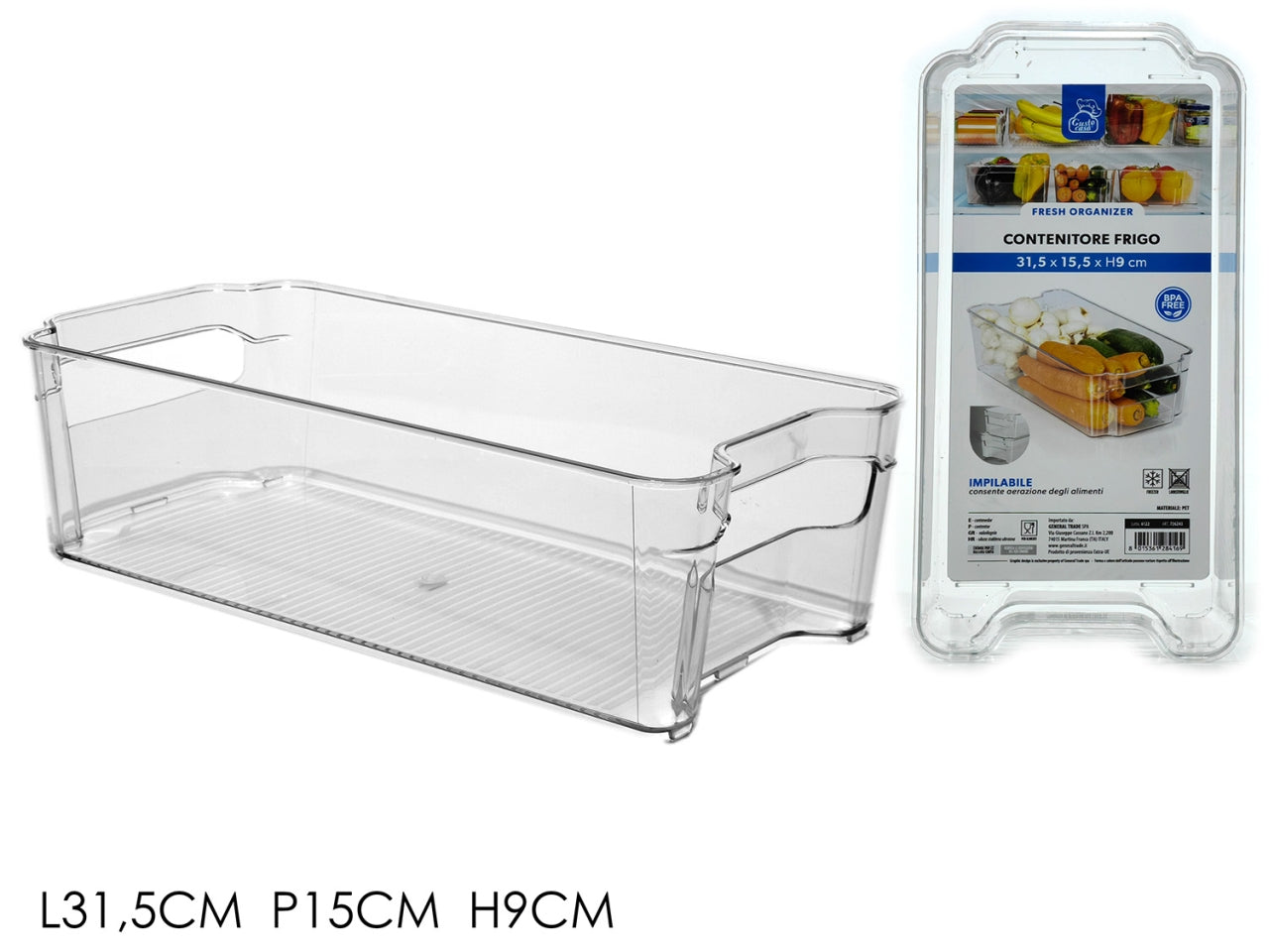 Contenitore salvaspazio per frigorifero 31,5x15,5x9cm