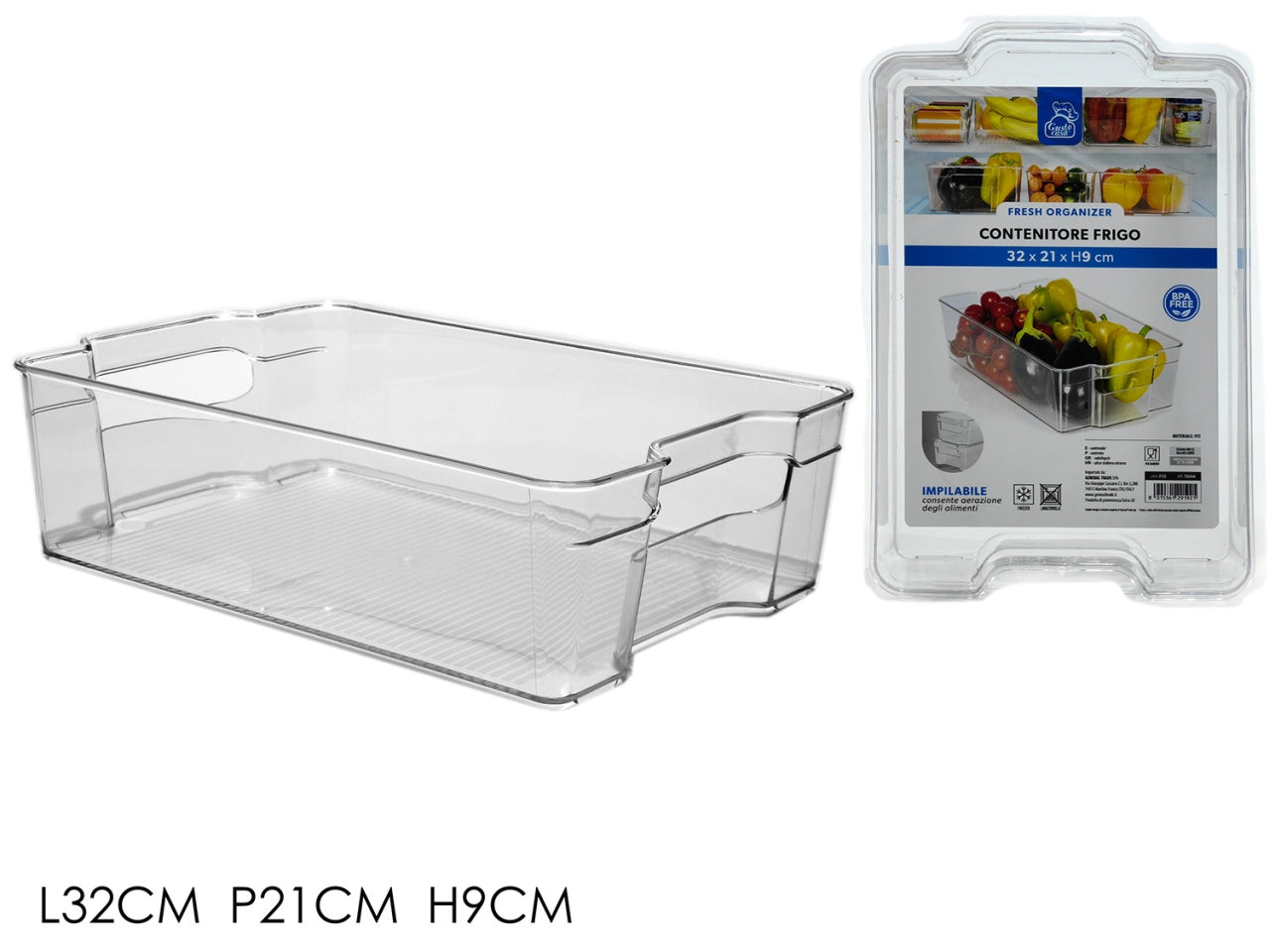 Contenitore salvaspazio per frigorifero 32x21x9cm