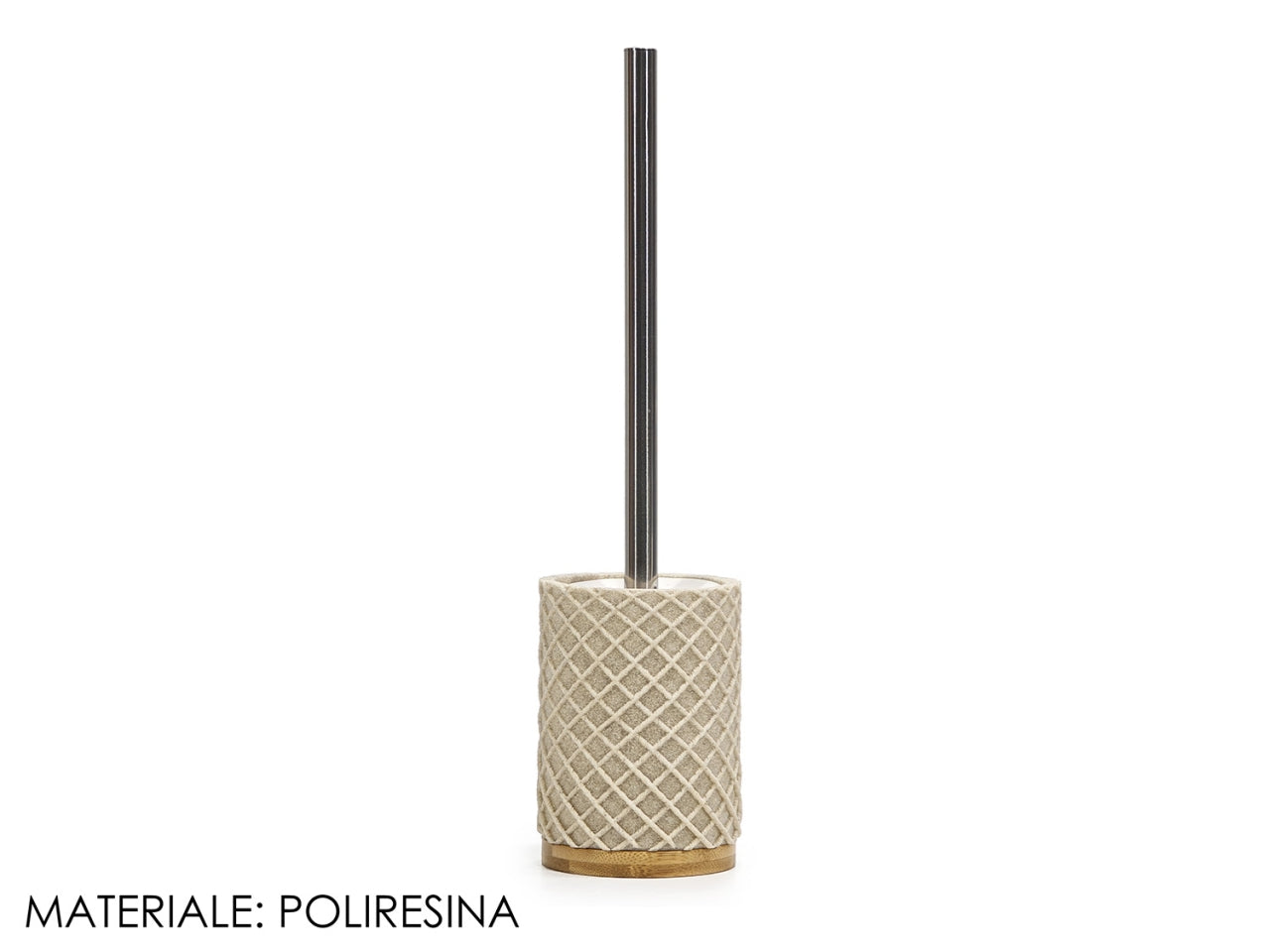 Portascopino in bamboo di colore beige con scopino