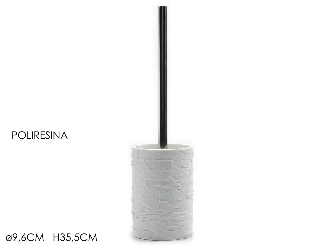 Portascopino effetto pietra di colore bianco con scopino