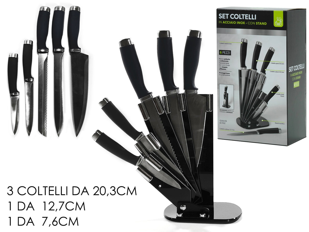 Ceppo coltelli formato da 6 pezzi con stand