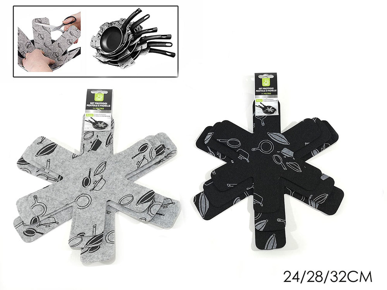 Salvapentola set da 3 protezioni 24/28/32 2 assortite