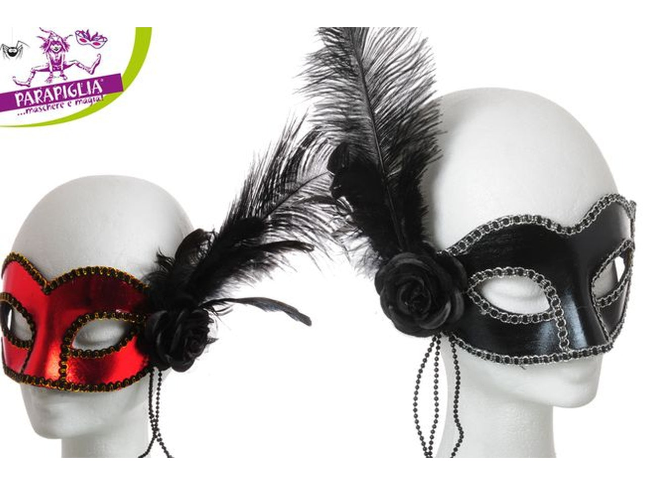 Maschera con piuma di colore assortito