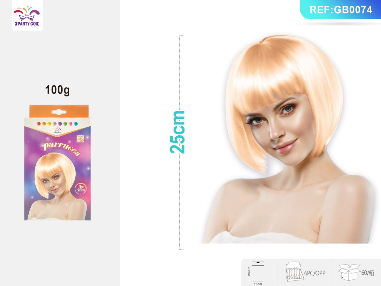 Parrucca bionda bob 100g