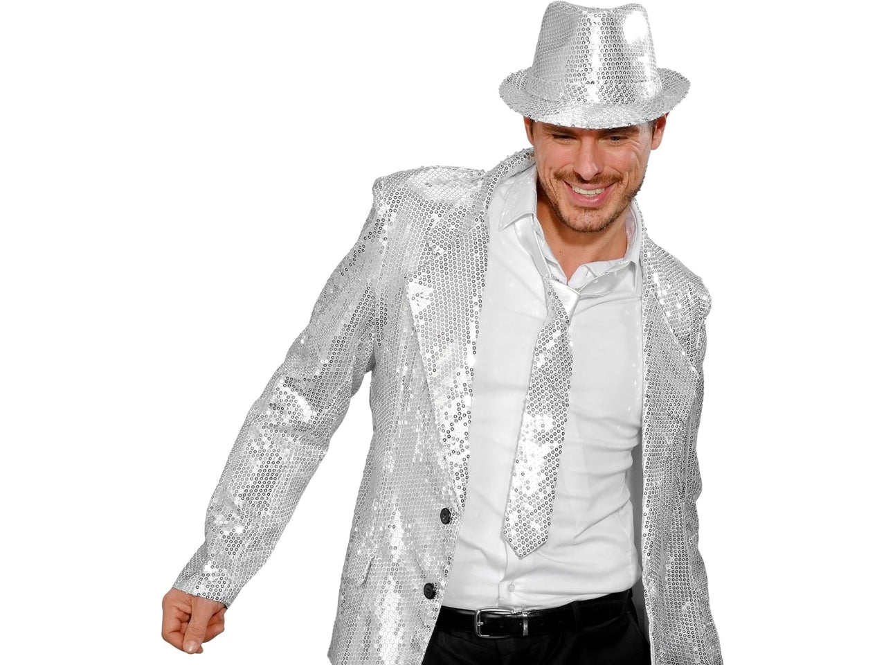 Cravatta in paillettes argento