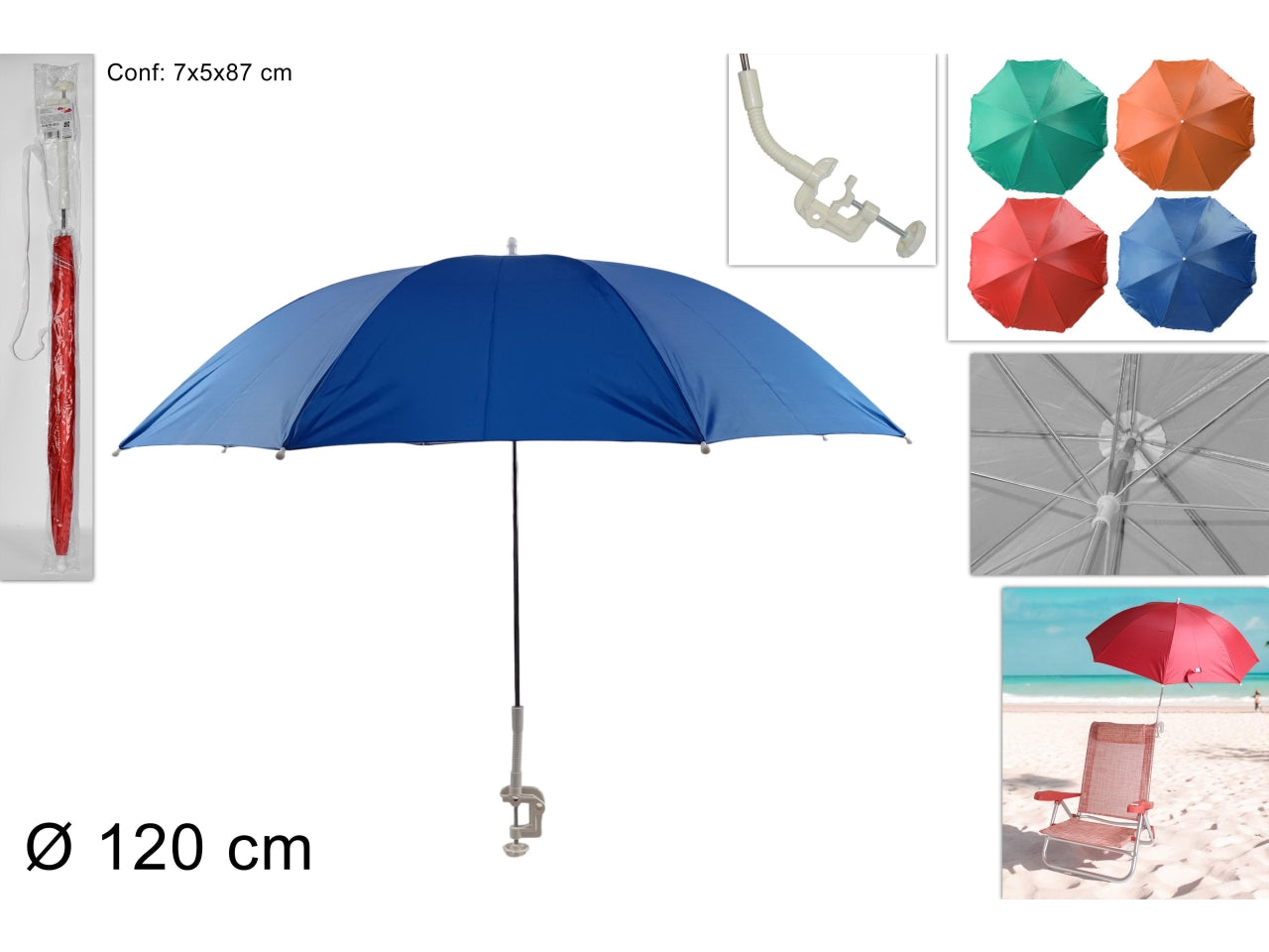 Ombrello parasole d.120cm colori assortiti