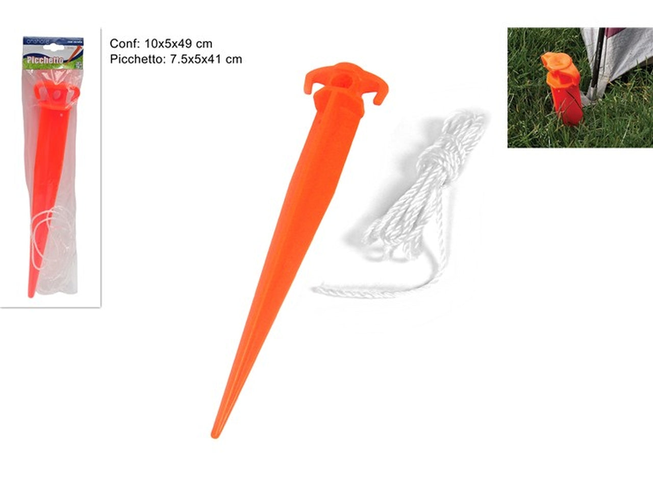 Picchetto ombrellone c/corda grande 41cm