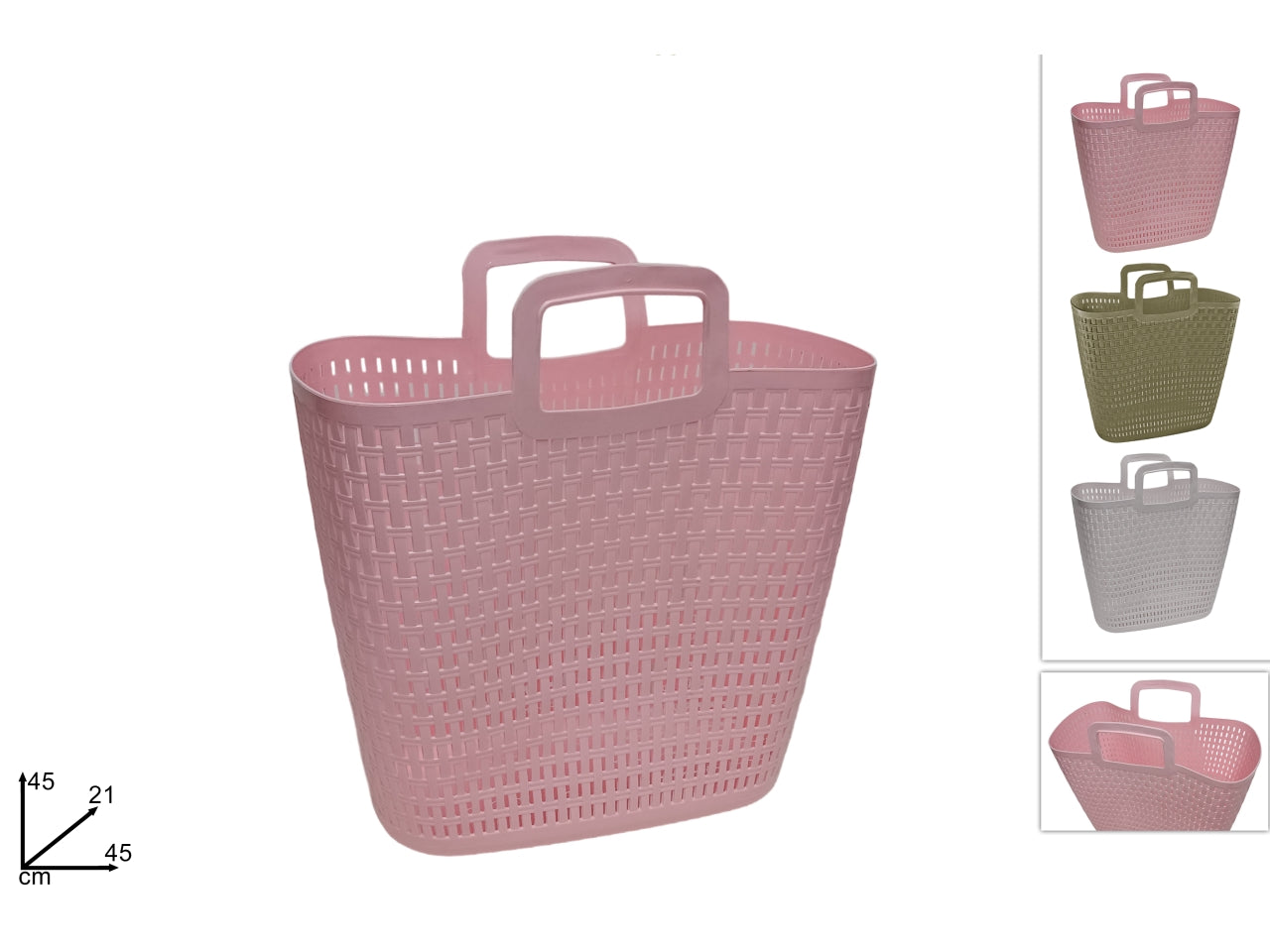 Borsa plastica 45x21x45cm in 3 colori assortiti