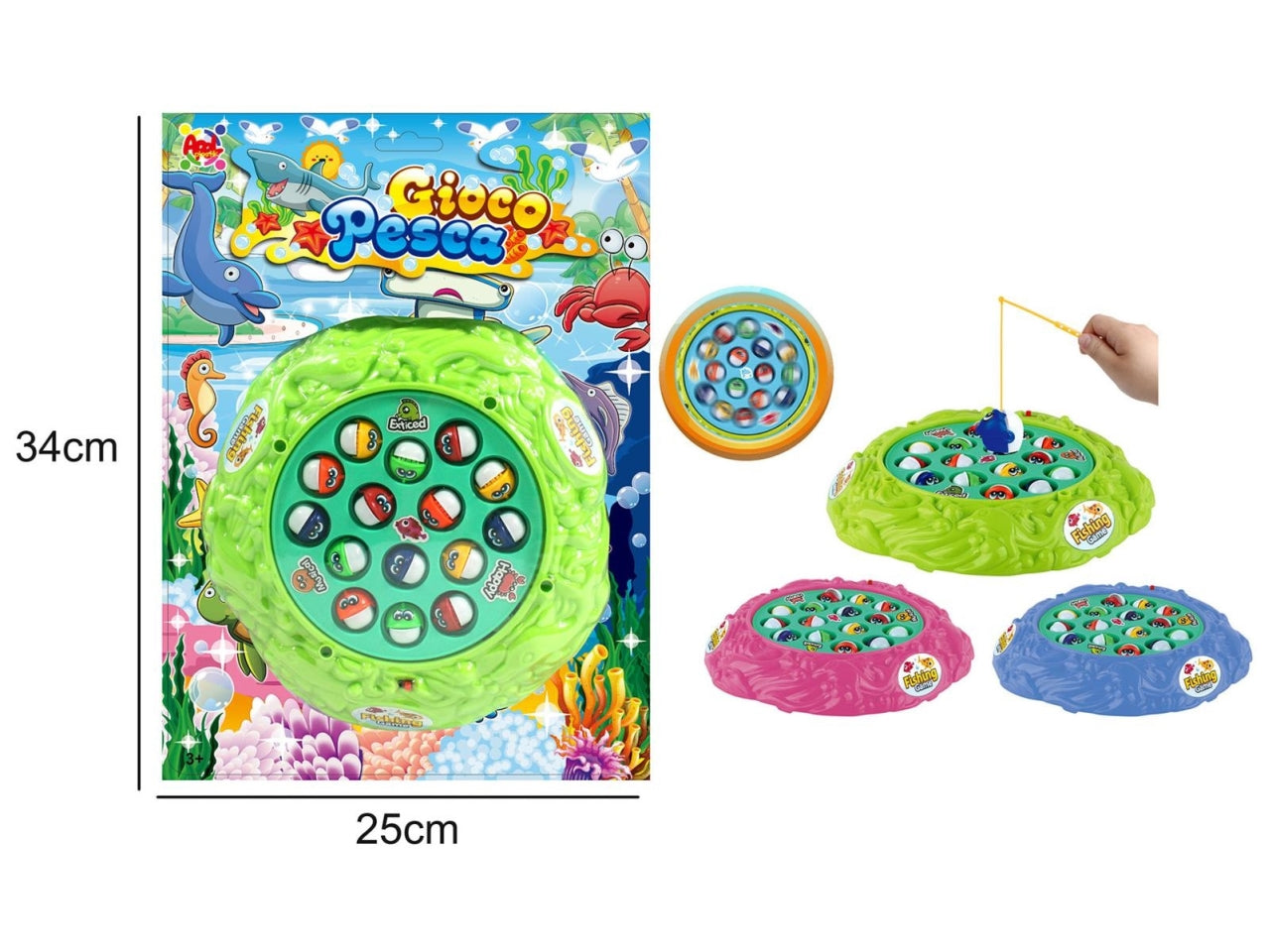 Set gioco pesca 15 pesciolini, colori assortiti