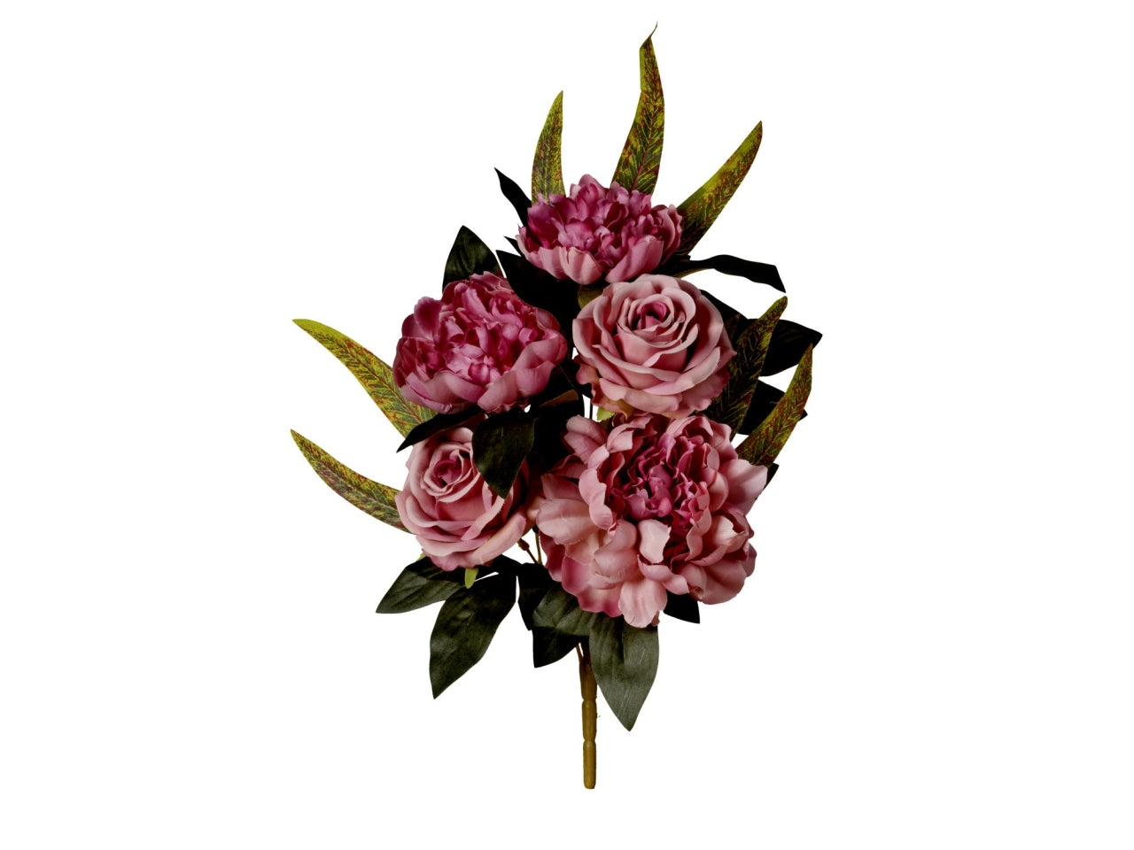 Mazzo frontale rose e peonie con 5 fiori 43cm di colore lavanda