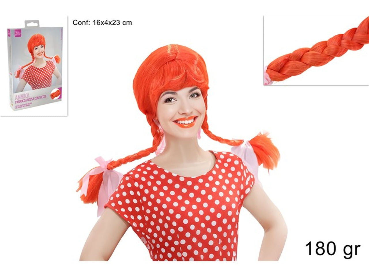 Parrucca pippi calzelunghe con trecce