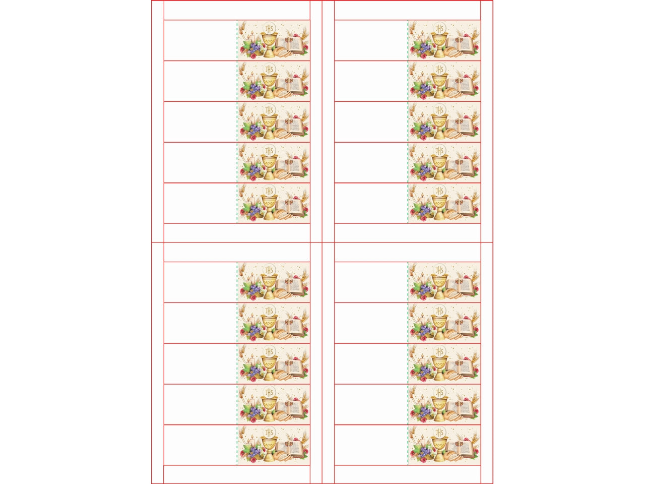 Biglietti bomboniera prima comunione calice 100 pezzi f.to A4