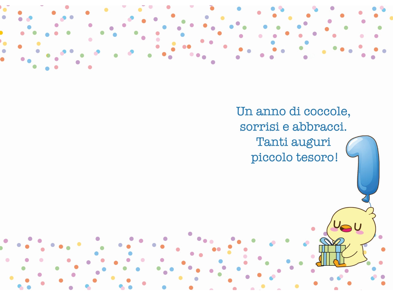 Biglietto buon compleanno bimbi 1° anno azzurro