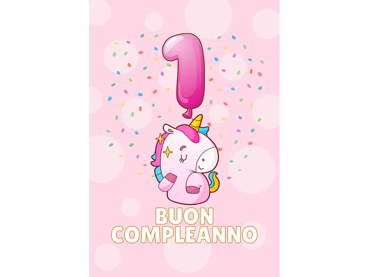 Biglietto buon compleanno bimbi 1° anno rosa
