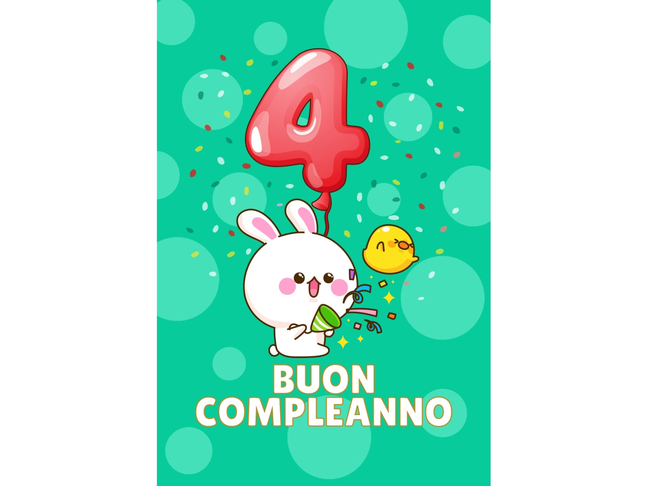Biglietto buon compleanno bimbi 4° compleanno
