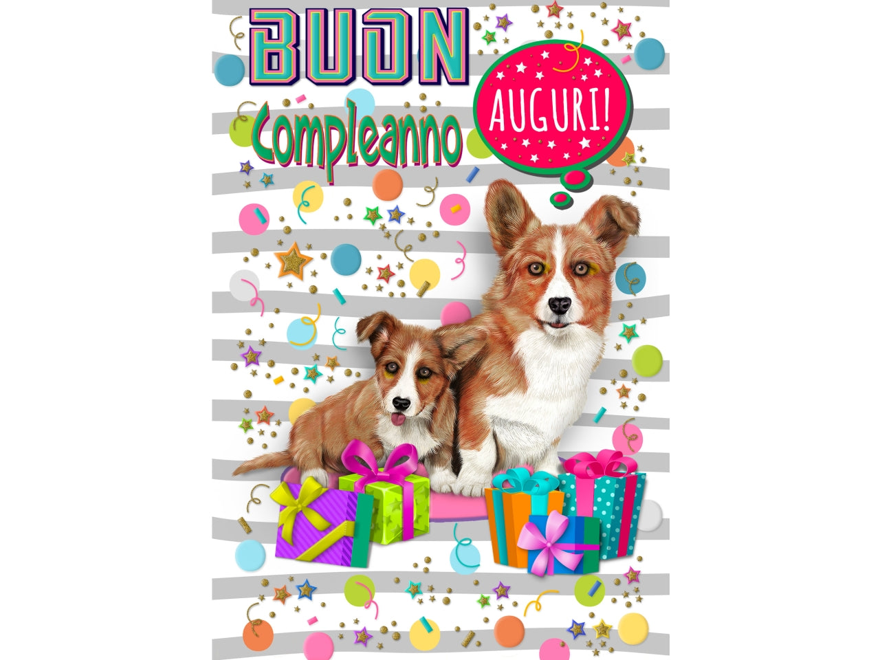 Biglietto buon compleanno cagnolini