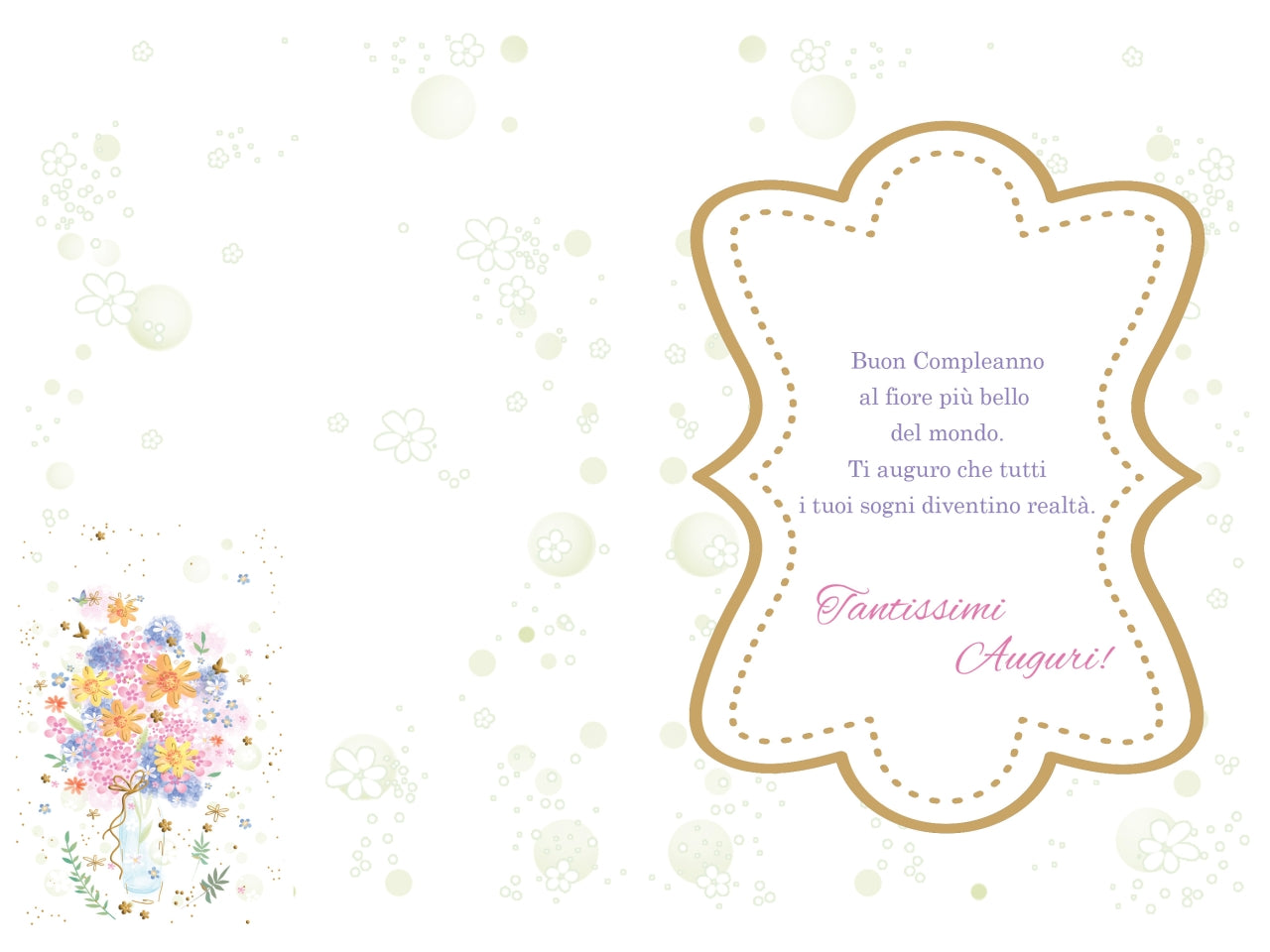 Biglietto buon compleanno fiori