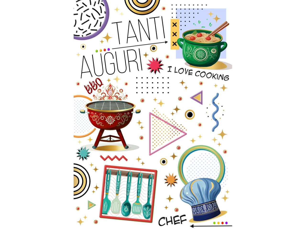 Biglietto tanti auguri cucina