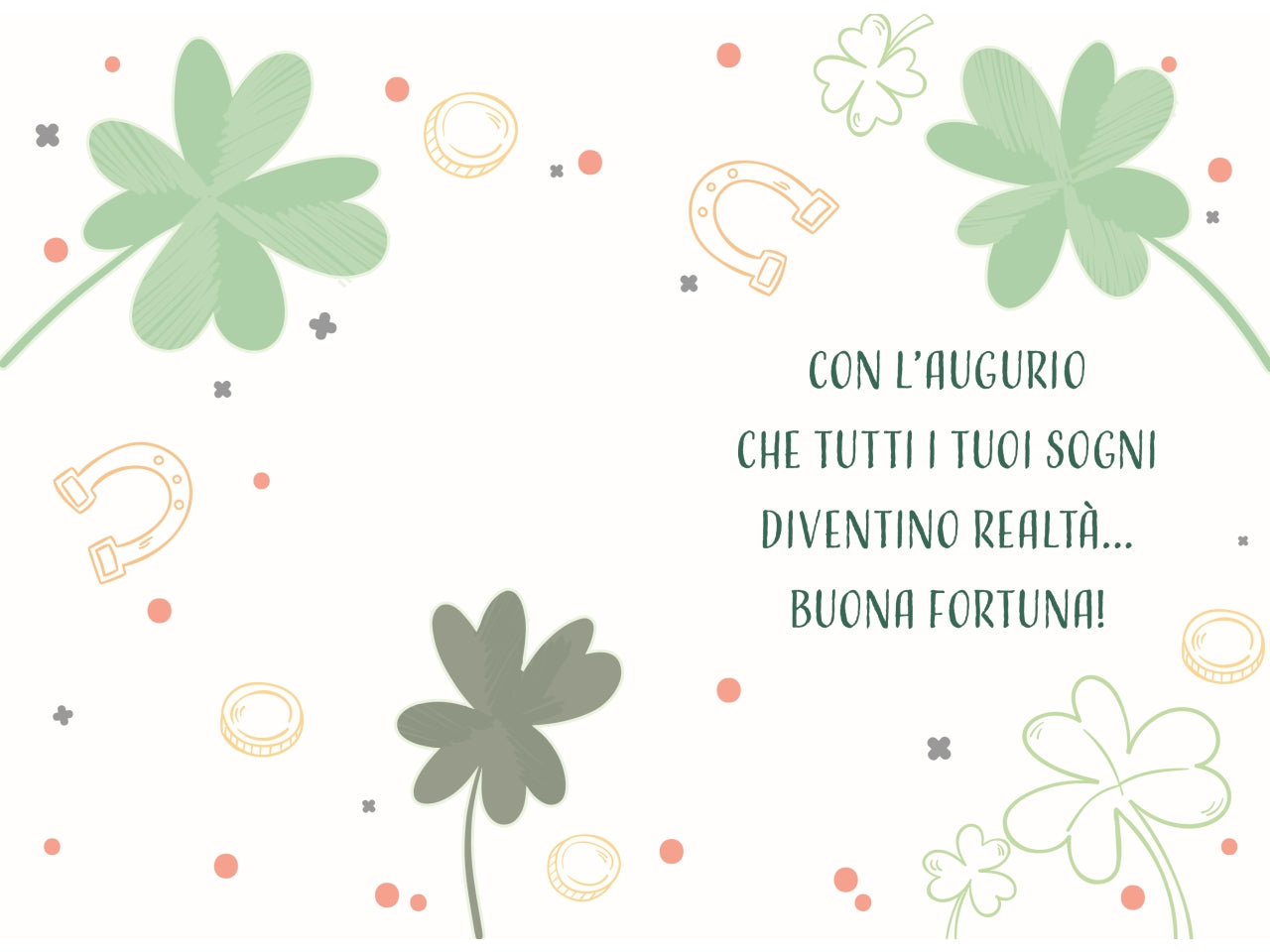 Biglietto tanti auguri fortuna ferro di cavallo