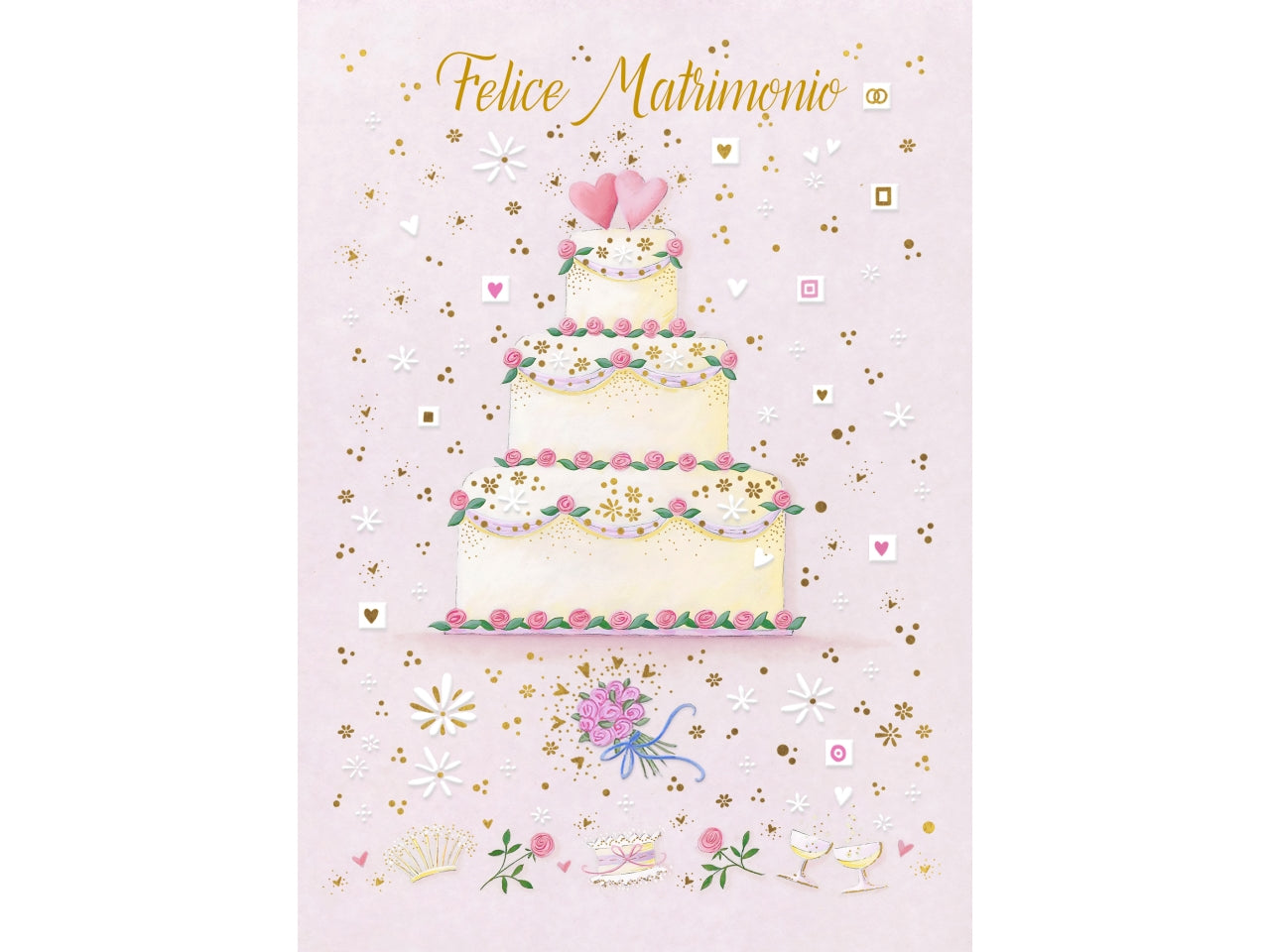 Biglietto felice matrimonio torta