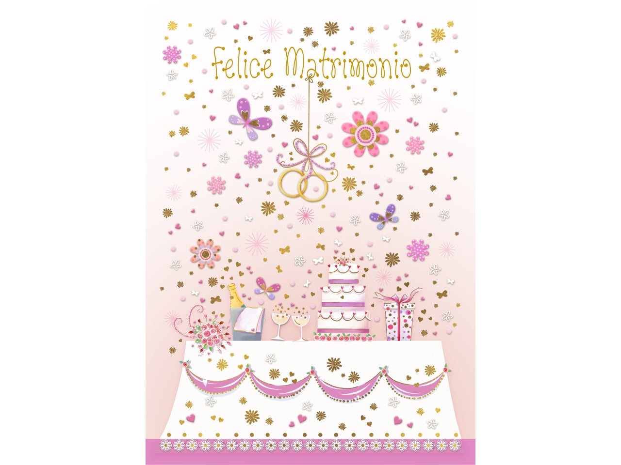 Biglietto felice matrimonio tavolo nuziale